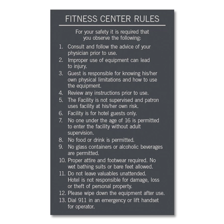 Fitness Center Rules Sign