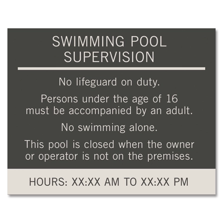 Guest Room Pool Supervision Sign - NJ Compliant