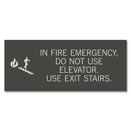 In Fire Emergency Sign - No Braille