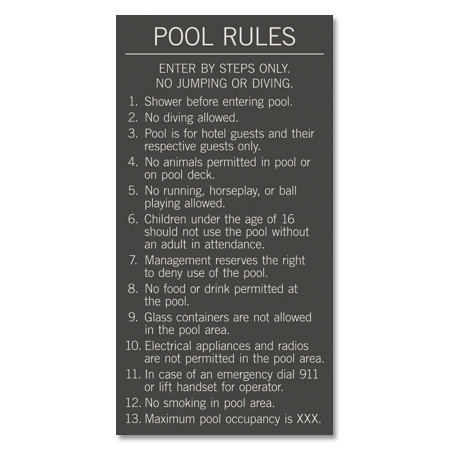 Pool Rules Sign