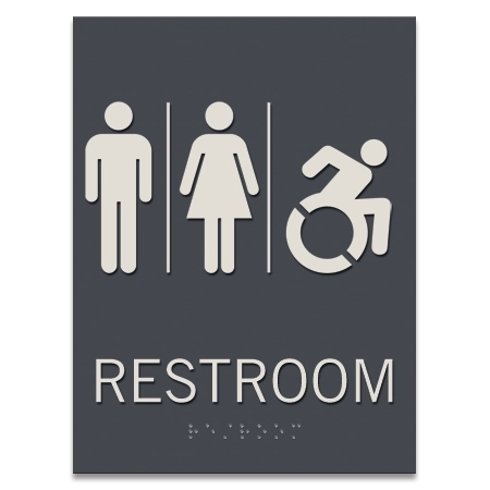 Restroom Sign w/Unisex & Dynamic ISA Symbols