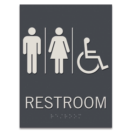 Restroom Sign w/Unisex & ISA Symbols