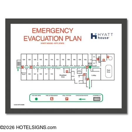 Hyatt Sign Store by HOTELSIGNS.com | evacuation map with holder ...
