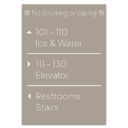 6-Line Directional Sign (No Smoking or Vaping Hotel)