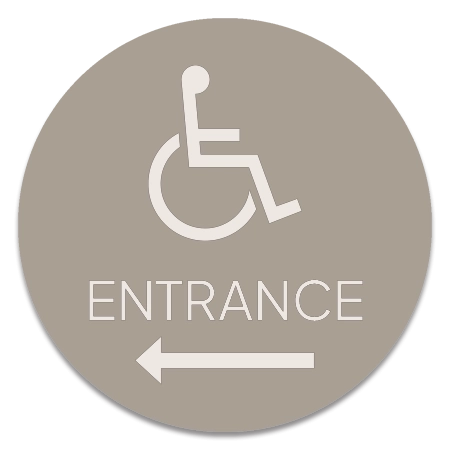 Accessible Entrance Sign w/ISA Symbol & Left Arrow