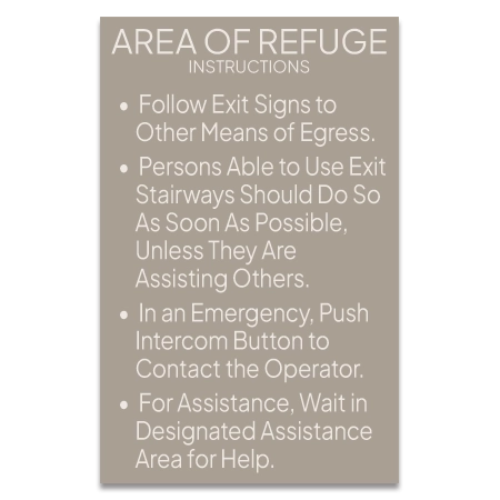 Area of Refuge Instructions Sign