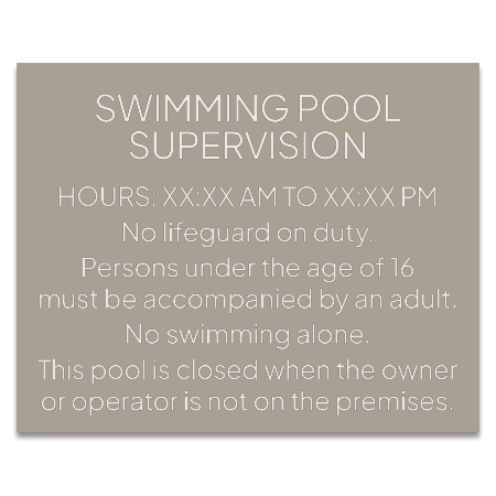Front Desk Pool Supervision Sign - NJ Compliant