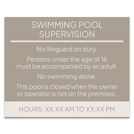 Guest Room Pool Supervision Sign - NJ Compliant