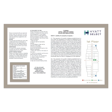 In-Room Evacuation Plans w/State Laws
