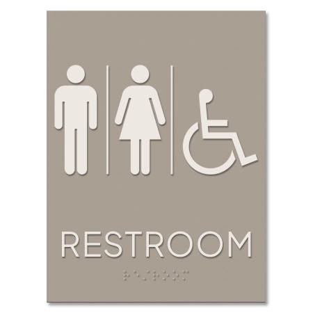 Restroom Sign w/Unisex & ISA Symbols