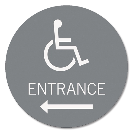 Accessible Entrance Sign w/ISA Symbol & Left Arrow