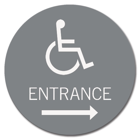 Accessible Entrance Sign w/ISA Symbol & Right Arrow