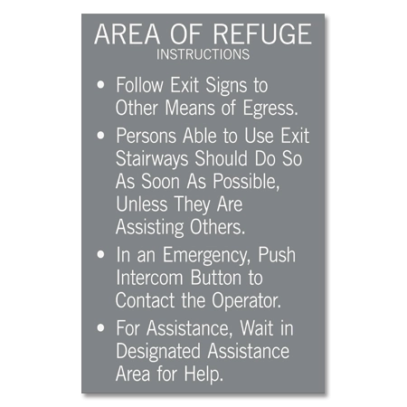 Area of Refuge Instructions Sign