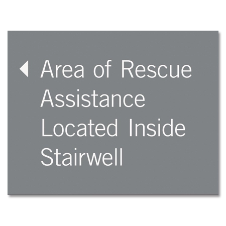 Area of Rescue Assistance Directional Sign - Left Arrow