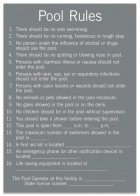 South Carolina Pool Rules Sign