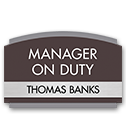Manager On Duty Sign