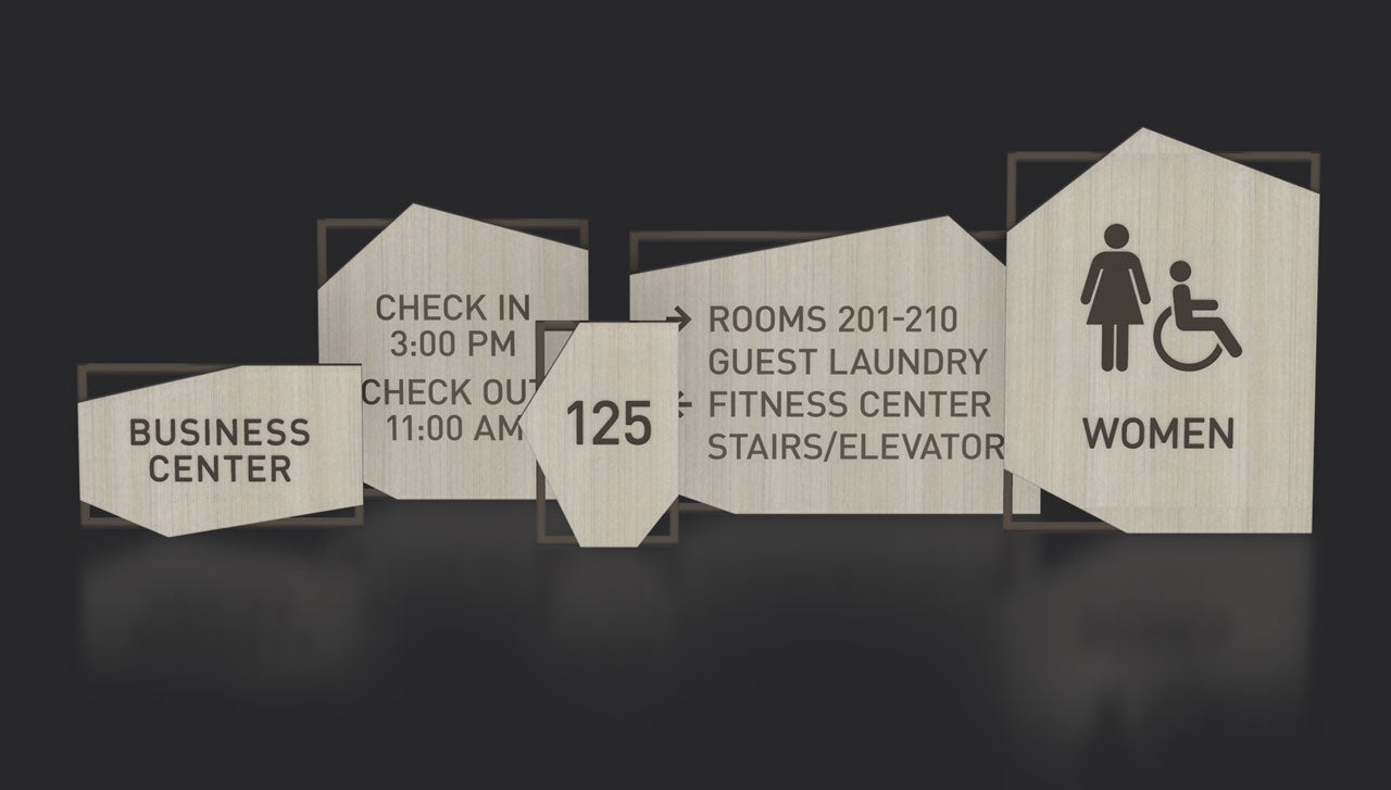 Various Chassis sign types lined up in a row