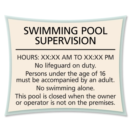 Front Desk Pool Supervision Sign - NJ Compliant