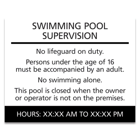 Guest Room Pool Supervision Sign - NJ Compliant
