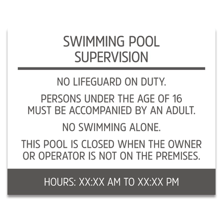Guest Room Pool Supervision Sign - NJ Compliant