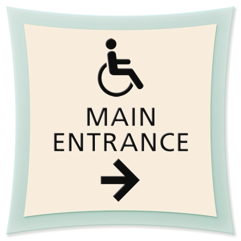 Main Entrance Directional (Standard handicap-accessible symbol, right pointing arrow)