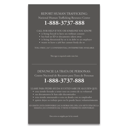 Maryland Large Human Trafficking Notice - Acrylic