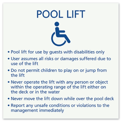 Pool Lift Decal w/ISA Symbol