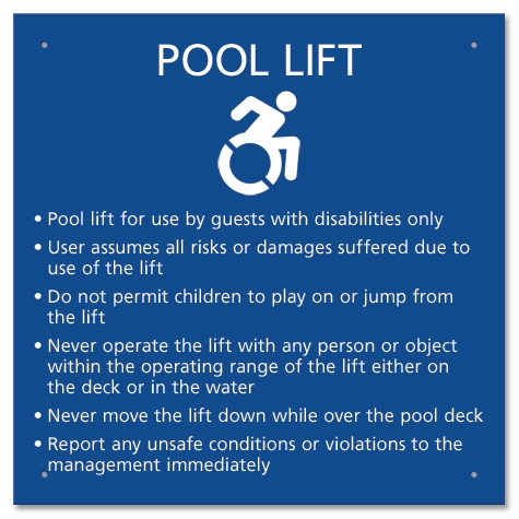 Pool Lift Sign w/Dynamic ISA Symbol - Large
