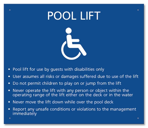 Pool Lift Sign w/ISA Symbol - Extra Large