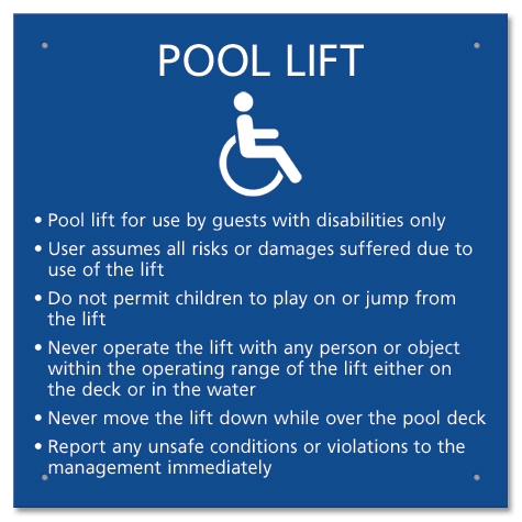 Pool Lift Sign w/ISA Symbol - Large