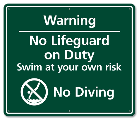 Warning No Lifeguard on Duty Sign - California Code