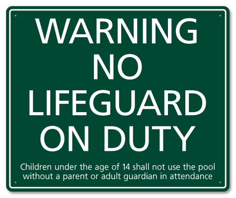 Warning No Lifeguard on Duty Sign - California Code