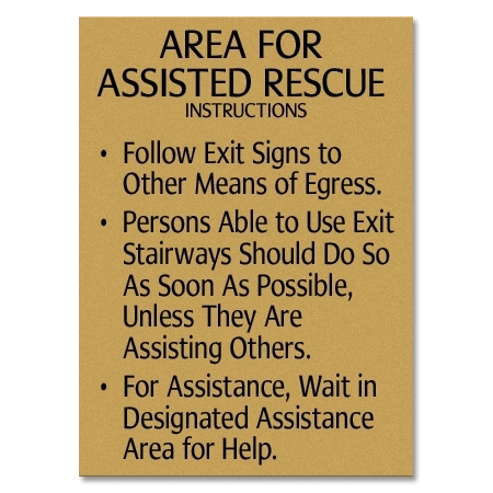 Area of Assisted Rescue Instructions Sign