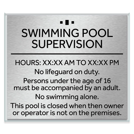 Front Desk Pool Supervision Sign - NJ Compliant