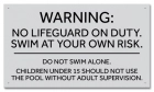Maryland No Lifeguard on Duty Sign