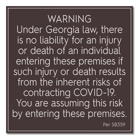 No Liability Sign - Georgia Compliant - B