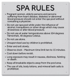 Prince Williams & Virginia Beach Spa Rules Sign