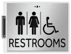 Restroom Flag Sign w/Unisex & ISA Symbols