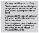Roanoke, Virginia Pool Rules Sign