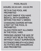 Texas Pool Rules Sign