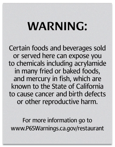 Warning Sign: Foods and Beverages