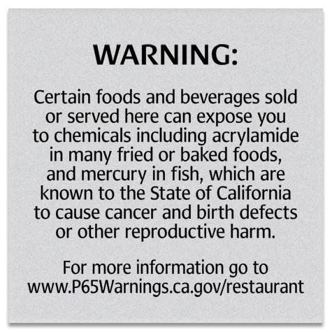 Warning Sign: Foods and Beverages