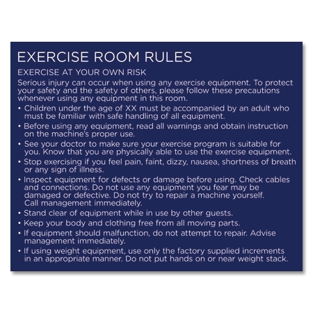 Exercise Room Rules Sign