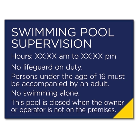 Front Desk Pool Supervision Sign - NJ Compliant
