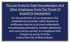 Miami Beach, FL: Housekeeper Protection Notice - Self Adhesive - 8 Pk