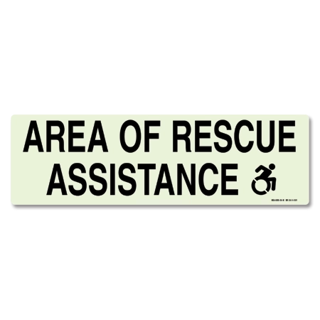 Photoluminescent Area of Rescue Assistance Sign - NYC compliant