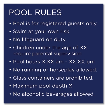 Pool Rules Sign