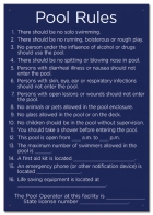 South Carolina Pool Rules Sign