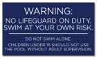 State Pool Sign - No Lifeguard on Duty - Maryland Compliant