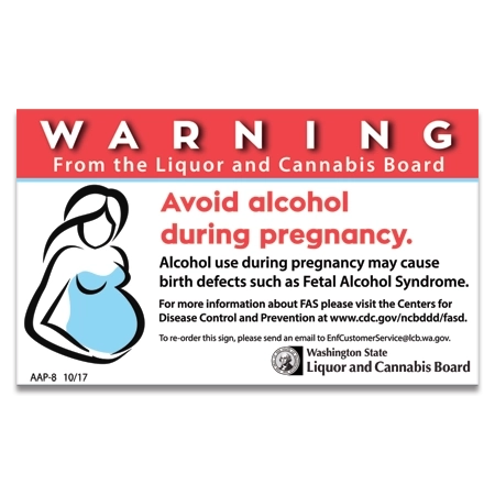 Washington Code - Avoid Alcohol During Pregnancy Warning